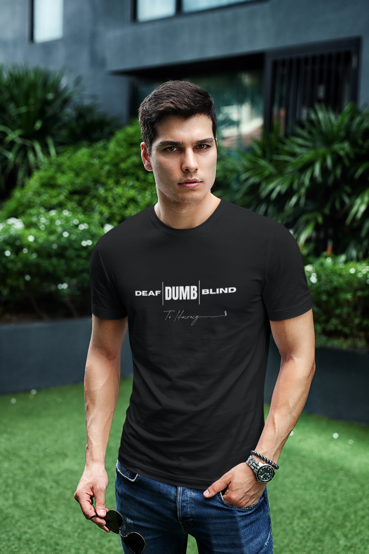 Deaf Dumb Blind To Idiocracy Classic Crew T-Shirt