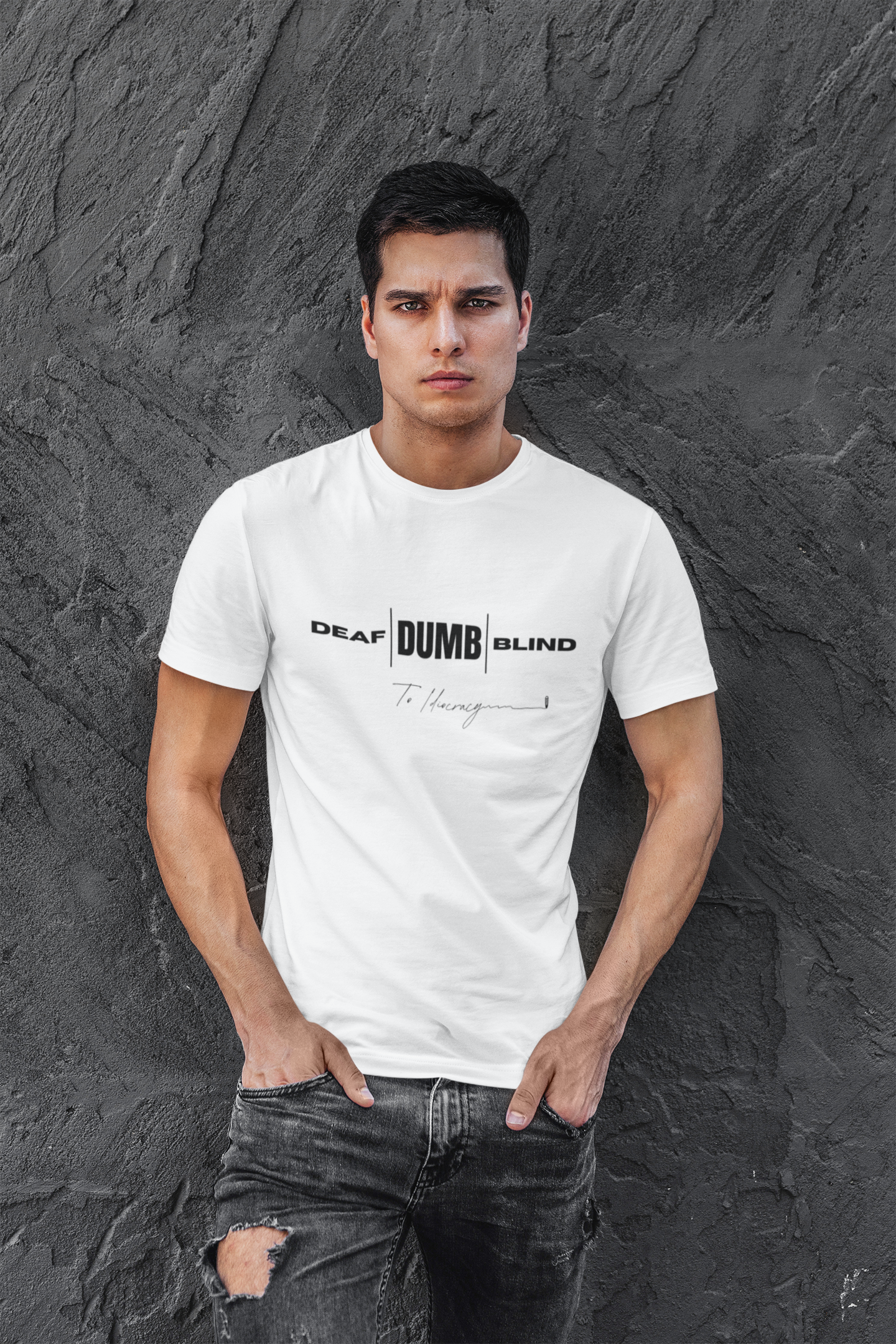 Deaf Dumb Blind To Idiocracy Classic Crew T-Shirt